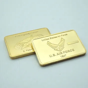 1 OZ United States Air Force mince Zlato Plátované Zlata Bar American Challenge Kovové Tyče Darček, Doprava Zdarma