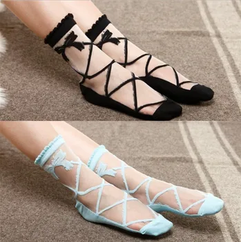 2017 nové lady ponožky Sklo, hodváb úsek bowknot crystal ponožky ženy ponožky ponožky hodváb