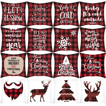 2021 Veselé Vianoce Vankúš Krátke Plyšové Elk Santa Claus Gauč Vankúš 45 cm Domova obliečka na Vankúš Vianočné Dekorácie