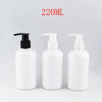220ML Biele Okrúhle Rameno Plastové Fľaše , 220CC make-up Čiastkové plnenie do fliaš , Šampón / Mlieko, Obaly na Fľaše ( 24 PC/Lot )