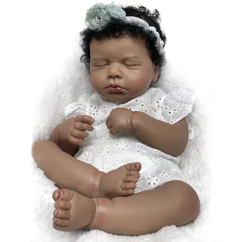 48 CM Čierna-Stiahol Ručné Realistické Bebe Reborn Bábiky Maľované Realisticky Reborn Dievčatá Bábika Darček