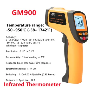 -50~950℃ Digitálny Infračervený Teplomer Non-Kontakt GM900 Laser Pyrometer IČ Teplota meradla, Zbraň Tester Priemyselné LCD Pyrometer