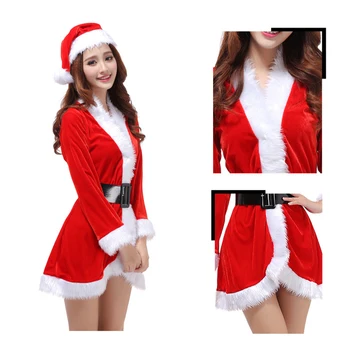 ashion Ženy, Polovičný Rukáv Pevné Populárne Dámy Santa Claus, Vianočné Tému Cosplay Kostým Oblečenie Waistbelt Efektné Vianočné Šaty