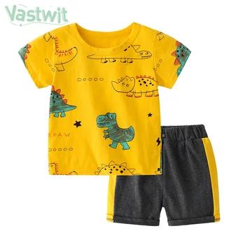 Batoľa Detský Cartoon Voľný čas, Športové Oblečenie Dinosaura Tlač chlapčeka Letné tričko+krátke Nohavice Baby Chlapci, Dievčatá Ležérne Oblečenie Sady