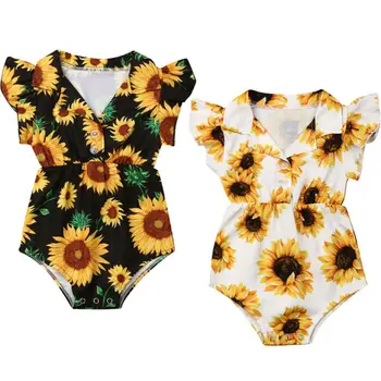 Bouqtique Dievča Oblečenie 2019 Lete Novonarodené Deti Baby Girl Slnečnice Bez Rukávov Kombinézu Jumpsuit Letné Oblečenie Sunsuit