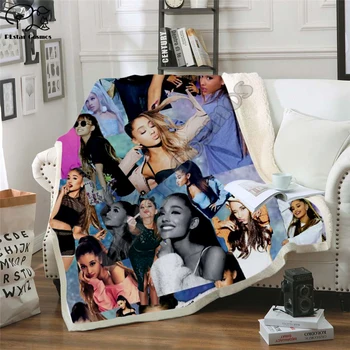 Celebrity Ariana Grand Design Deka Plyšové 3d Vytlačené pre Dospelých Gauč Sherpa Fleece prehoz cez posteľ Zábal Hodiť Deka Mikrovlákno -1