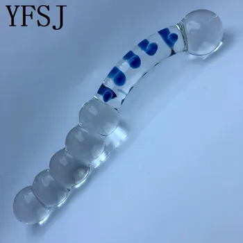 Crystal Penis Transparentné Sklo Dvojité Sky Super Silné G-bod Stimulácia