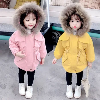 Detská bavlna-čalúnená oblečenie dievča zimný kabát