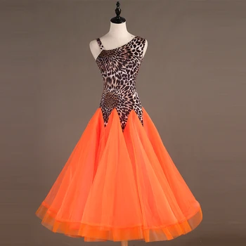 Dospelých, tanečná Sála Súťaže Tanečné Šaty Nový Dizajn Lady Orange leopard Dance Sukne Tango Valčík Spoločenský Tanec Šaty Ženy