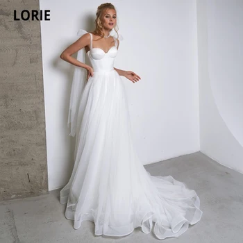 LORIE Jednoduché Pláži Svadobné Šaty A-Line Milú Backless Biela Slonovinová Princezná Boho Svadobné Šaty Svadobné Šaty 2021