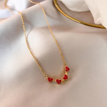Móda Black Red Obojstranná Farba Crystal Srdce, Skladací Prívesný Náhrdelník pre Moderné Ženy 2022 Šperky Elegantné Party Darček