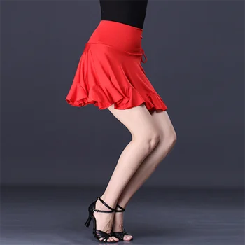 Módne Trendy Tanečné Školenia Sukne Fáze Výkonu Oblečenie Elasic Pás Dospelých Žien Latinskej Kostýmy Skladaný Lem Sukne
