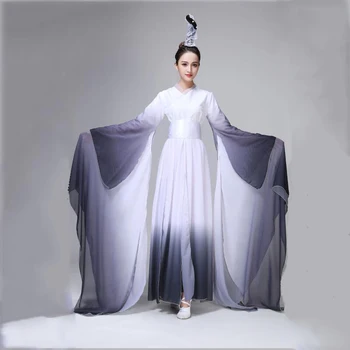 Nová Čínska ľudová tanečných kostýmov, starovekej atrament štýl žena klasická Ventilátor tanečné oblečenie tradičné yangko fáze nosenie orientálne šaty