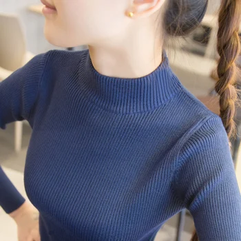 Nové-prichádza Jeseň Topy Turtleneck Pulóvrov, Svetrov bežné Dlhý rukáv kórejský Slim-fit tesný sveter ženy