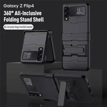 Pre Samsung Galaxy Z Flip 4 3 zFlip4 Prípade Luxusný Skladacia Sklápací Držiak Držiak Shockproof Ochrany Pevný Zadný Kryt Príslušenstvo