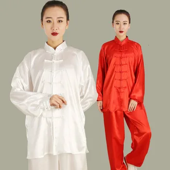 Slik Ženy Čínskej Kung-Fu Jednotné Ženy Cvičenie Ráno Tai Chi Uniformy Wu Shu Bojových Umení Oblečenie Wing Chun Školenia Handričkou