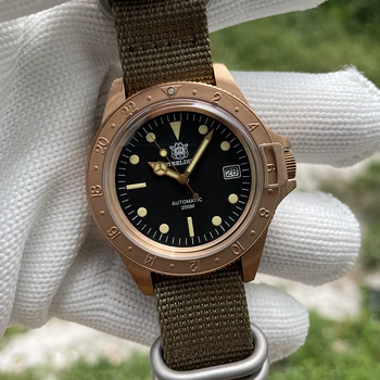 STEELDIVE Mužov Vintage Bronze Diver Sledovať SD1966S V2 Luxusné Mechanické Náramkové hodinky Prémie Hrniec Kryt Bublina Zrkadlo Vodotesné 200M