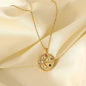 Sun Moon Vzor Zirkón Kolo Prívesok Minimalistický Reťaz Na Krku Zlaté Nerezovej Ocele Pre Ženy Gotický Príslušenstvo Šperky