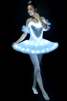 Svietiace LED Balet Tanečné Šaty Childkids Labutie Jazero Tutu Fluorescenčné Pompon Šaty Dospelých Žien Profesionálne Palacinka Kostým H638