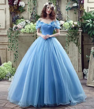 Sweet 16 Modrá Princezná Quinceanera Šaty 2020 Popoluška Cosplay Šaty Formálne Sprievod plesové Šaty pre Dievčatá Vestidos De 15 Anos