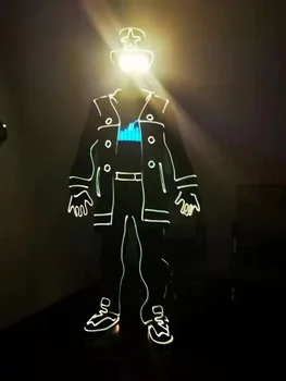 Tron legacy burning man svetlo až oblek LED Halloween kostým súťaž: Cosplay optických tanečné oblečenie Svetelný oblečenie Diskotéka DJ