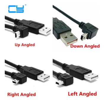 USB 2.0 Mužov K Mini USB Typ B 5pin 90 Stupňov Nahor a Nadol & Vľavo a Vpravo Šikmého Muž Dátový Kábel 0,25 m/0,5 m/1,8 m/5m 20 cm 50 cm 6