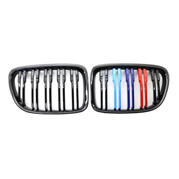 Vhodné Na BMW X1 E84 2009-2015 Gloss Black Dual Roštov Predné Obličiek Mriežka Gril