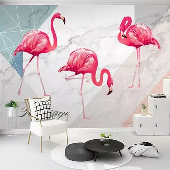 Vlastné Nástenné Tapety Jednoduché Flamingo Umelecké Plátno Pozadí Na Stenu