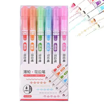 Zvýrazňovač Pen Set Dual Tip Značku Perá S 6 Rôzne Tvary 6Pcs Farebné Zvýrazňovač Na Písanie, Kreslenie Plánovač Školy