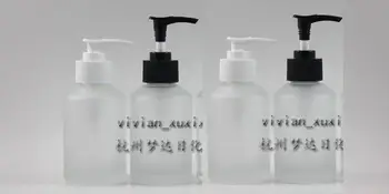 125 ml transparentná mliečneho Skla lotion fľašu s black/white plastové čerpadlo,kozmetické balenia,kozmetické fľaše,balenie pre kvapaliny