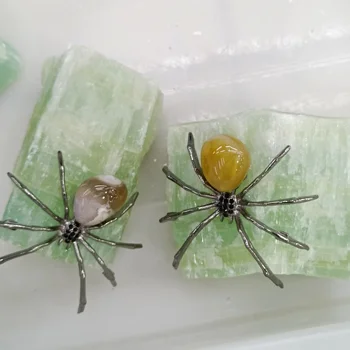 1pc Prírodné kryštály Modro-zelený kalcit Spider ozdoby rezbárstvo crystal drsné uzdravenie domáce dekorácie, darčeky