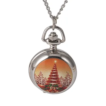 2019 horúce nové módne vreckové hodinky náhrdelník Vianočný stromček strieborné vreckové hodinky veľkoobchod Vianočné najlepší darček pre priateľov
