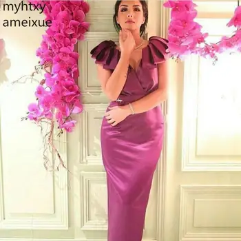 2021 Niekedy Celkom V Krku Dlho Rose Červené Večerné Šaty Purple Spp Rukáv Formálne Šaty Party Šaty Župan Soiree Vestido Longo Festa