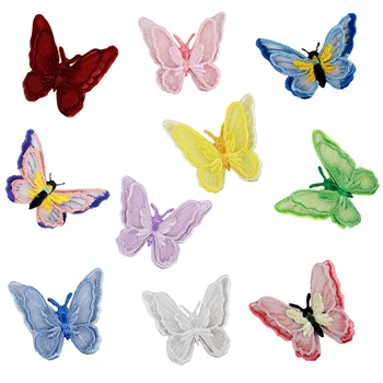 30pieces Vyšívané Organdy 3D Butterfly Škvrny Žehlička na Nálepky Čipky Motívy Nevesta Závoj Nášivka Šitie Príslušenstvo TH1029