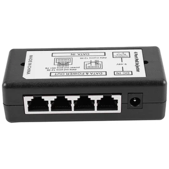 4 Port, Poe Injektor Poe Napájací Adaptér Ethernet Napájanie Pin 4,5(+)/7,8(-)Vstup Dc12v-Dc48v Pre Ip Kamery