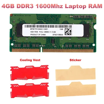 4GB DDR3 1600Mhz Notebook Pamäte Ram+Chladiaca Vesta so-DIMM PC3 12800 DDR3L 1.35 V Memoria Sdram Pre Notebook Notebook