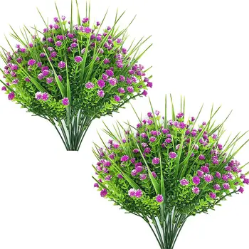 8 Zväzkov Umelé Dieťa Dych Mini Gypsophila Falošné Rastliny Plastové Kvety Terasa Dvore Krytá Vonkajší Domov Záhrada