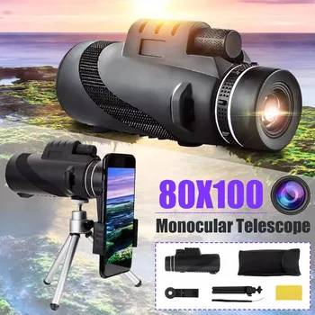 80X100 Prenosný HD Zoom Monokulárne Ďalekohľad Optika Zoom HD Objektív Vojenské Armády Nepremokavé Turistická Lov Monokulárne Ďalekohľad