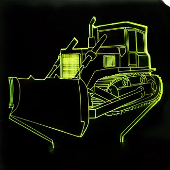 Buldozér Traktor Truck Auto 3D Nočné Svetlo 7 Farieb Zmena LED Tabuľka Stolná Lampa Akryl Ploché ABS Base USB Nabíjačka, Domáce Dekorácie