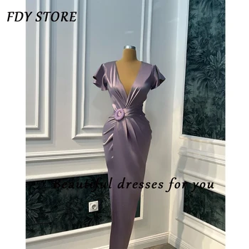 FDY Obchod tvaru Asymetrické Jednoduchá Elegantná Podlaha-longth Satin Ples Ples-šaty Večerné Šaty Formálne Príležitosti Strana pre Ženy