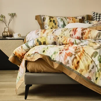 High-end posteľná bielizeň Nastaviť Austrálsky Bavlnené Obliečky Kryt Štyri-dielna Sada Módne Farby Leopard Tlač Bavlna Vytlačené Nordic posteľná bielizeň