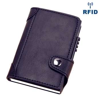 Hliníkové RFID PU Kožené Kreditnej Karty Držiteľ Prípade Muži Ženy Peňaženky Business Bank Kabelku Mince Kryt Karty Peniaze ID Karty Prípade