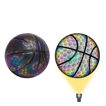 Holografické Žiariace Reflexné Basketbal College Basketball Veľkosť 7 Rozsvieti Blesk Fotoaparátu Svietiť V Tme Basketbal Perfektné