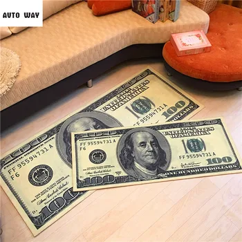 Kreatívne Dolár Koberec zákazku Klubovni Kaviareň mat Posteli rohože peniaze vzor koberec Non-slip podlahové rohože doprava zadarmo
