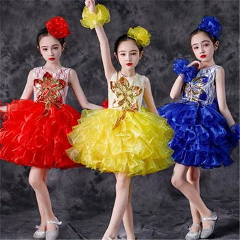 Moderné deti, tanečné kostýmy pre deti flitrami tutu tanečné šaty pre dievčatá salsa tanečné šaty pre dievčatá tanec nosiť Oblečenie