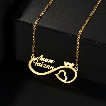 Nové Nerezové Prispôsobené na Mieru 2 Mená Infinity Láska Srdce Náhrdelníky pre Páry Výročie Svadby Šperky, Darčeky