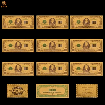 Nový Produkt 2018 NÁS 1000 Dolár Peniaze Darček v 24k zlatou Fóliou Bankoviek Replika Mene Papier Home Office Ornament Zbierky