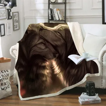 Nový vlk animácie deka 3D tlač je vlna deka módne populárne prehoz cez posteľ Plyšové deka