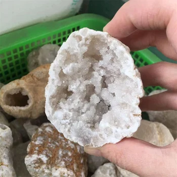 Prírodné Kamene Quartz Crystal Biely Achát Geode Liečenie Reiki Dekorácie, Kamene,