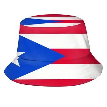 Puerto Rico Vlajka Unisex Bežné Slnko Klobúk Vedierko Hat pre Mužov, Ženy, Bob Hip Hop Čiapky Letné Rybár Klobúk Panama